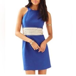 LILLY PULITZER BOMBER BLUE  SLEEVELESS ASHLYN SHIFT DRESS SIZE 2